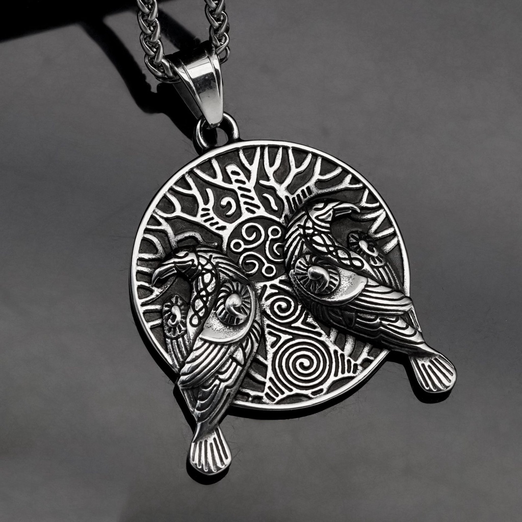 Colar De Aço Titânio De Corvo Viking Inoxidável Pingente De Jóias