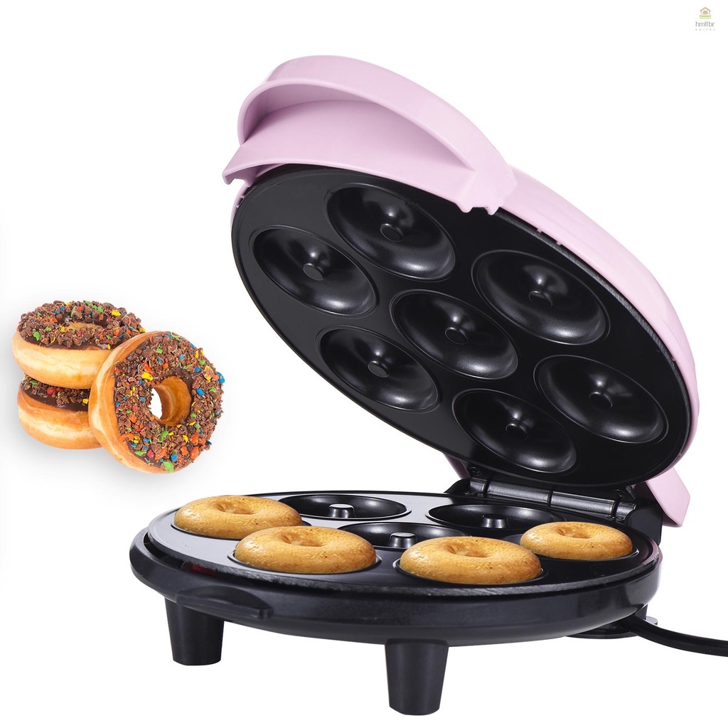 [Máquina Dash Mini Donut Maker Faz 7 Doughnuts 700W Dupla Face De Aquecimento Sem Bastão Elétrica