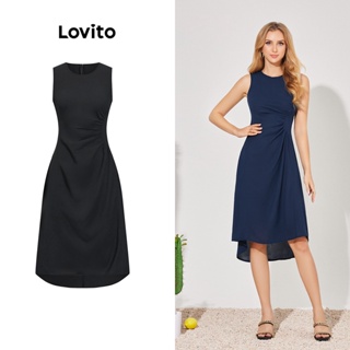 Lovito Vestido Assimétrico com Amarração para Mulheres LBE04038 (Multicolorido)