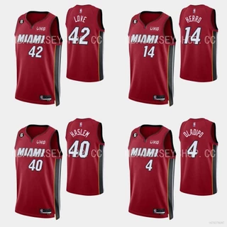 YP2 22-23 N-BA Jersey Miami Heat Haslen Oladipo Love Herro Vermelho Basquete Colete Esportivo Unissex Plus Size PY2
