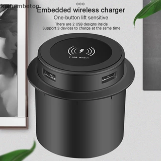 TOP Pop-up Desktop Carregador Rápido Sem Fio Embutido Com Porta USB Para Smartphone TO