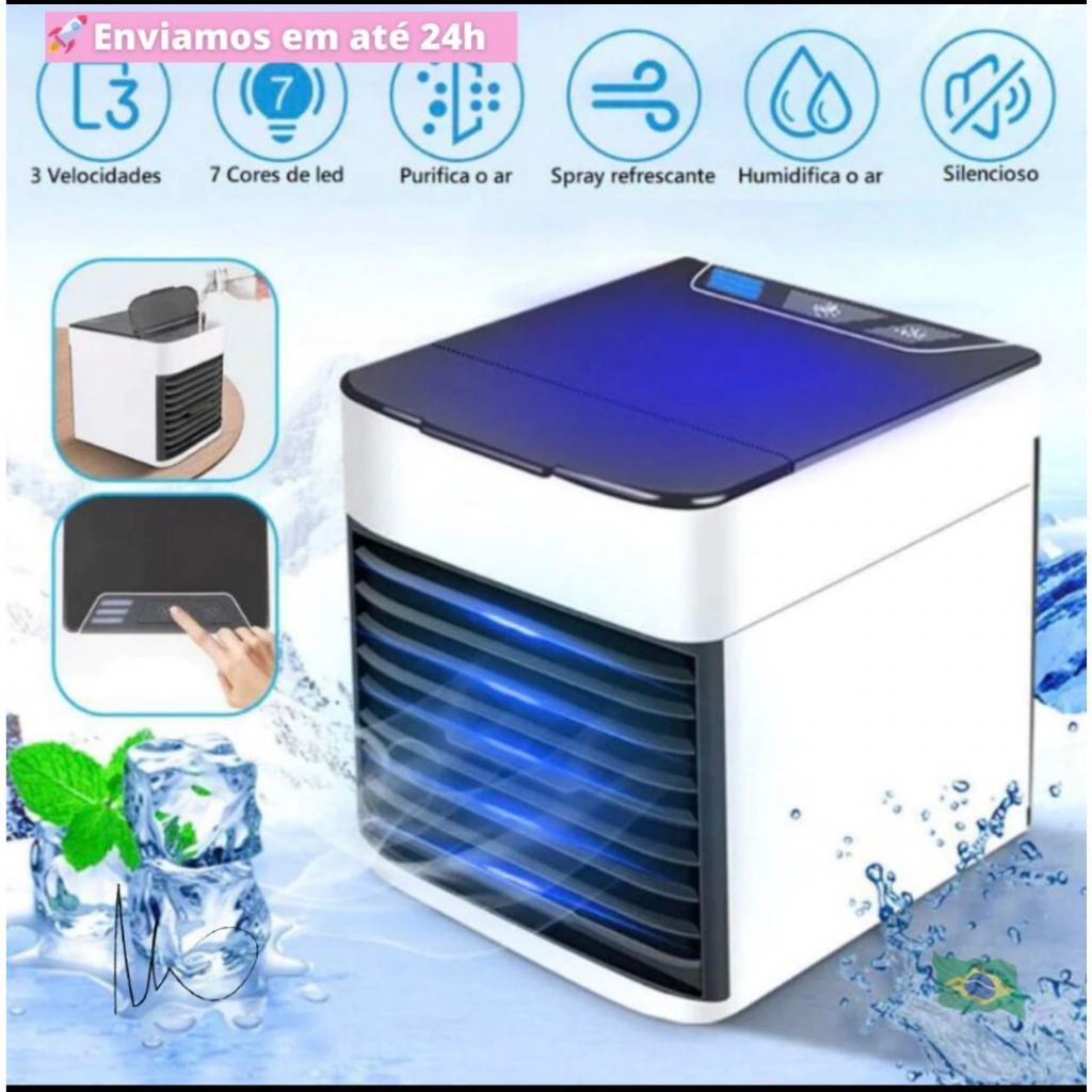 Mini Ar Condicionado Portátil Arctic Air Cooler Umidificador Climatizador Luz Led Envio Imediato