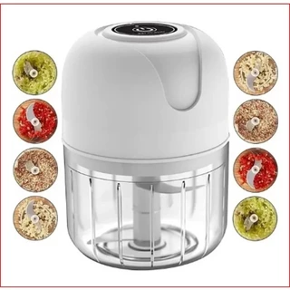 Mini Triturador Processador Moedor Elétrico 250ML Processador de Carne e Vegetais Moedor de Alho Triturador de Frutas Amendoim Recarregável USB