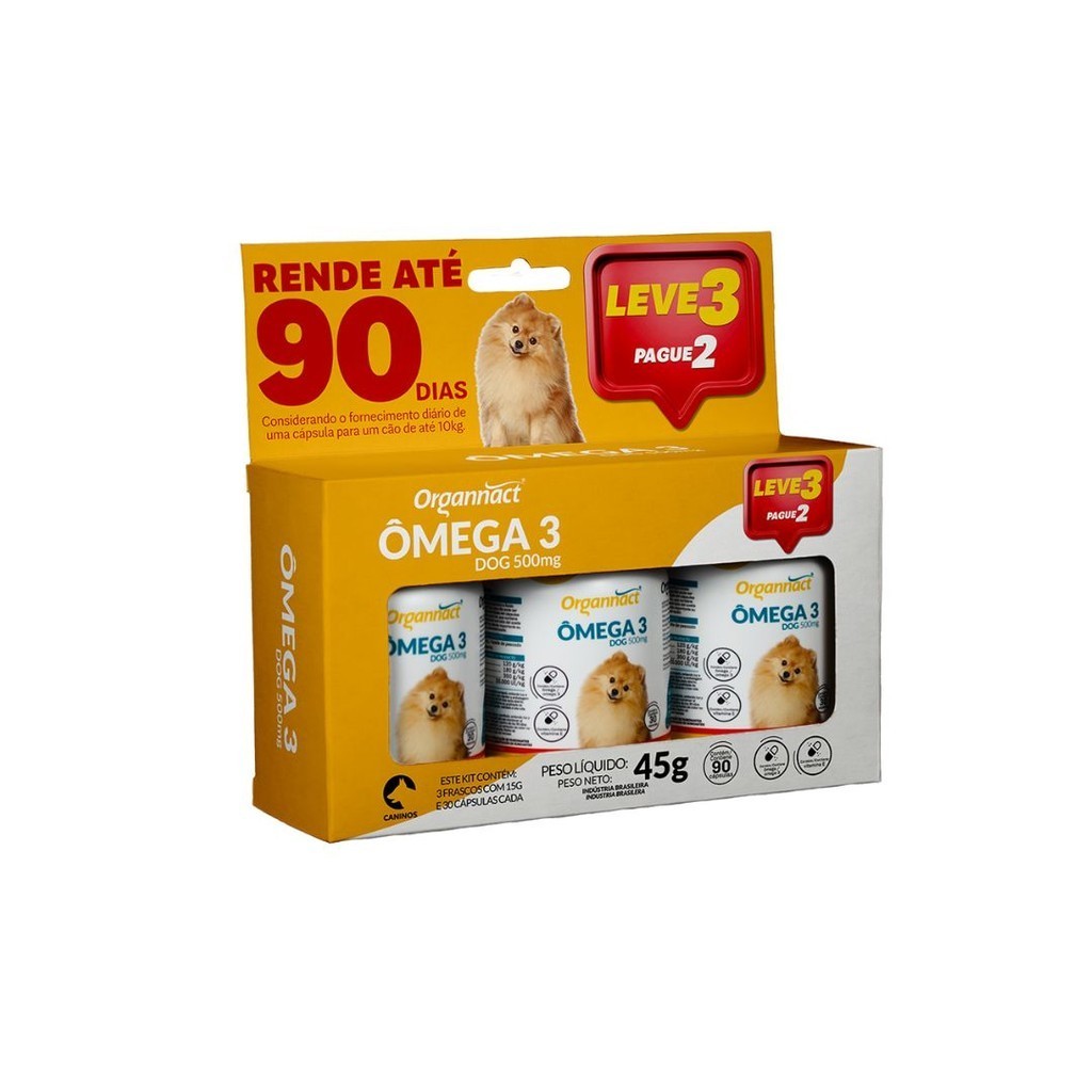 Omega 3 Dog 500 Organnact - Combo Leve 3 Pague 2 | Shopee Brasil