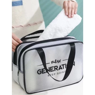 Organizador de viagem com compartimentos de malha duplos abertos e fechados. em Oferta na Shopee