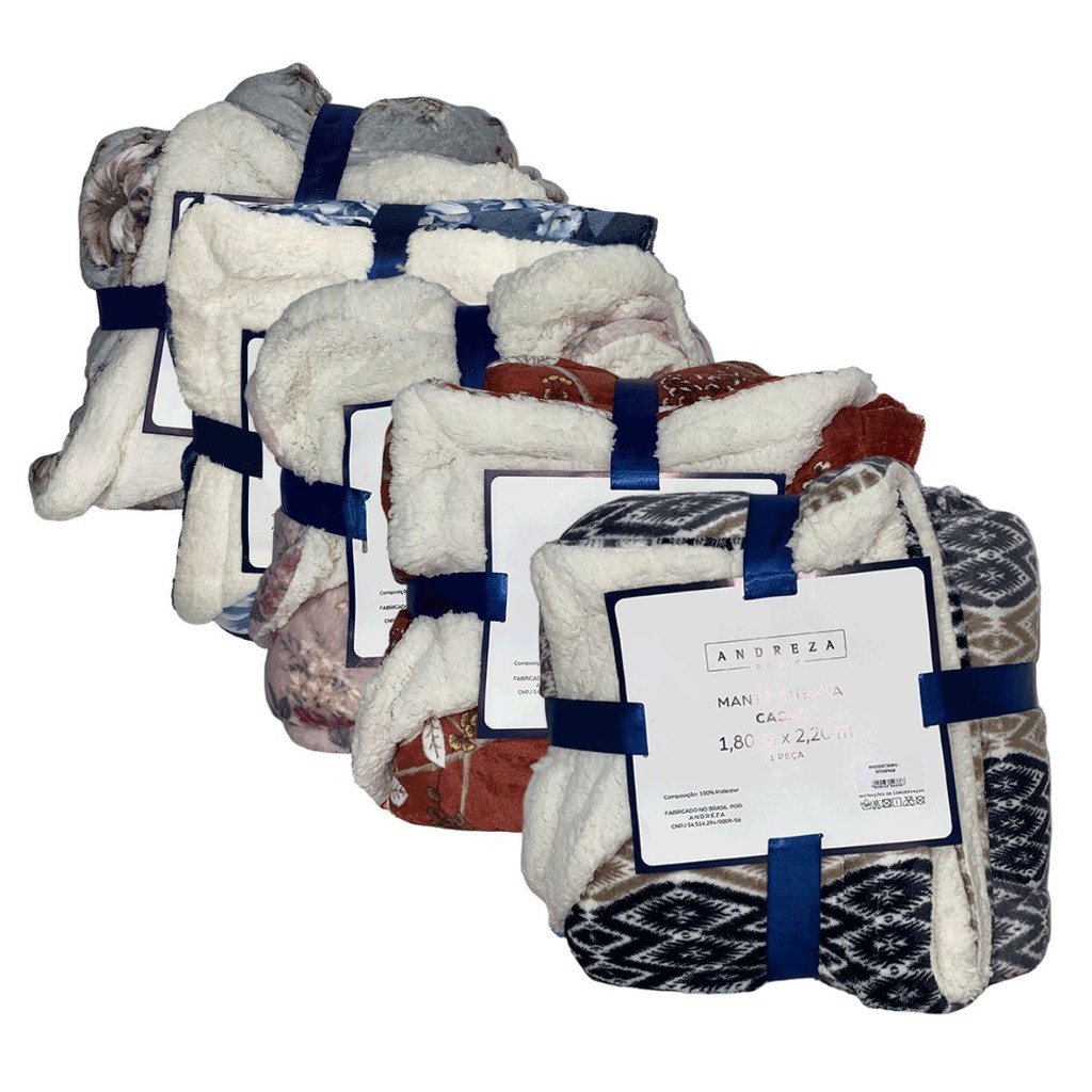 Coberdrom Manta Flannel c/ Sherpa Dupla Face - Andreza Enxovais