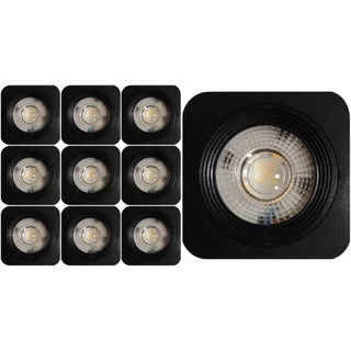 KIT 10 SPOT LED QUADRADO FIXO SOBREPOR 5W BRANCO QUENTE 3000k PRETO BIV KIAN