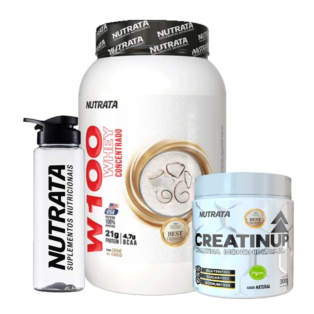 W100 Whey Nutrata Creme de Coco 900g + Creatina Nutrata 300g