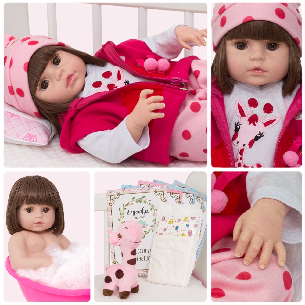 Bebê Reborn Boneca Baby Girafinha 100% Silicone Real Loira