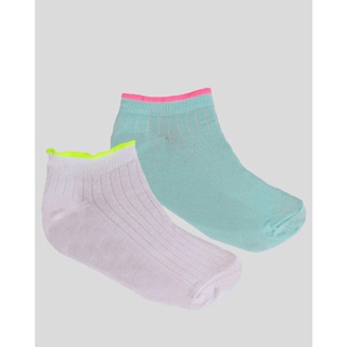 Kit Meia Feminina Cano Baixo 2 Pares Branco Verde