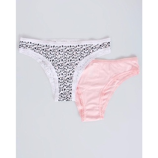 Kit 2 Calcinhas Biquíni Lisas Branca Rosa
