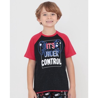 Camiseta Infantil Raglan Estampa Game Preto