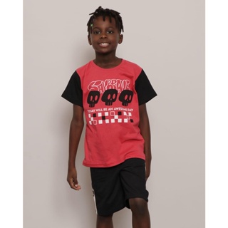 Camiseta Infantil Estampada Manga Curta Vermelho