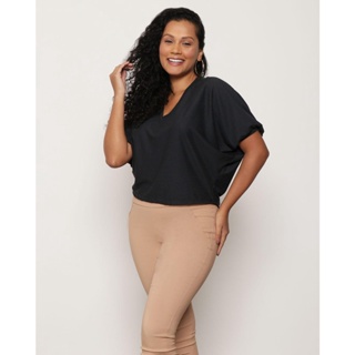 Blusa Feminina Canelada Manga Morcego Preta