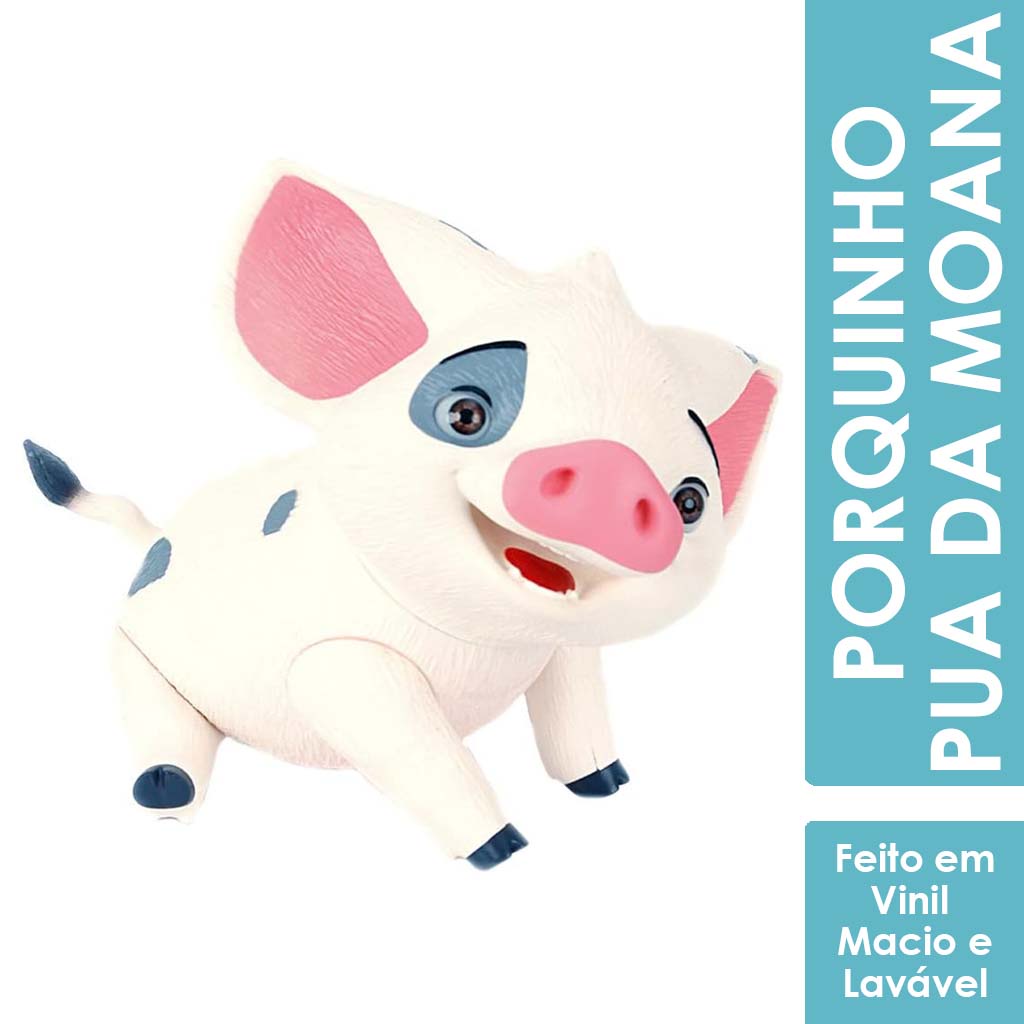 Brinquedo Boneca Princesa Moana 45cm e Porquinho Pua 8cm Disney em