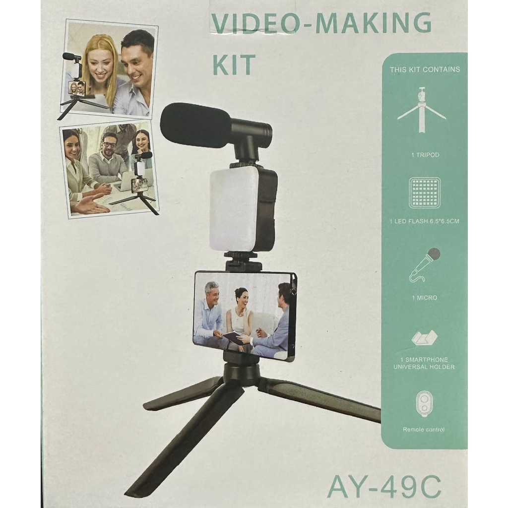 Kit Vlog Blogueira Para Smartphone Luz De Vídeo Led E Controle Remoto AY-49C