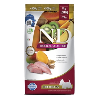 Ração N&D Tropical Selection Para Cães Adultos Mini Frango Leve 2,5 e Pague 2kg