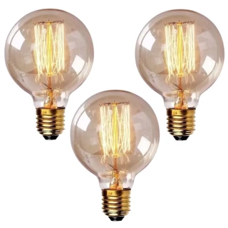3 Lâmpada Filamento de Carbono Retrô G80 Galaxy Led 40w 127v 220v Vintage 2400K Amarelo Dimerizável