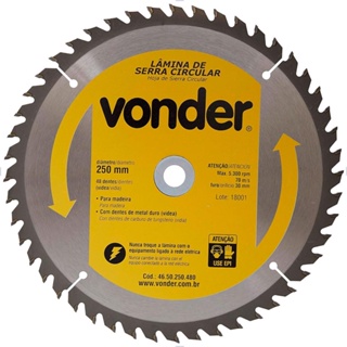 Lâmina de Serra Circular com Vídea 250x30mm 48 Dentes Vonder