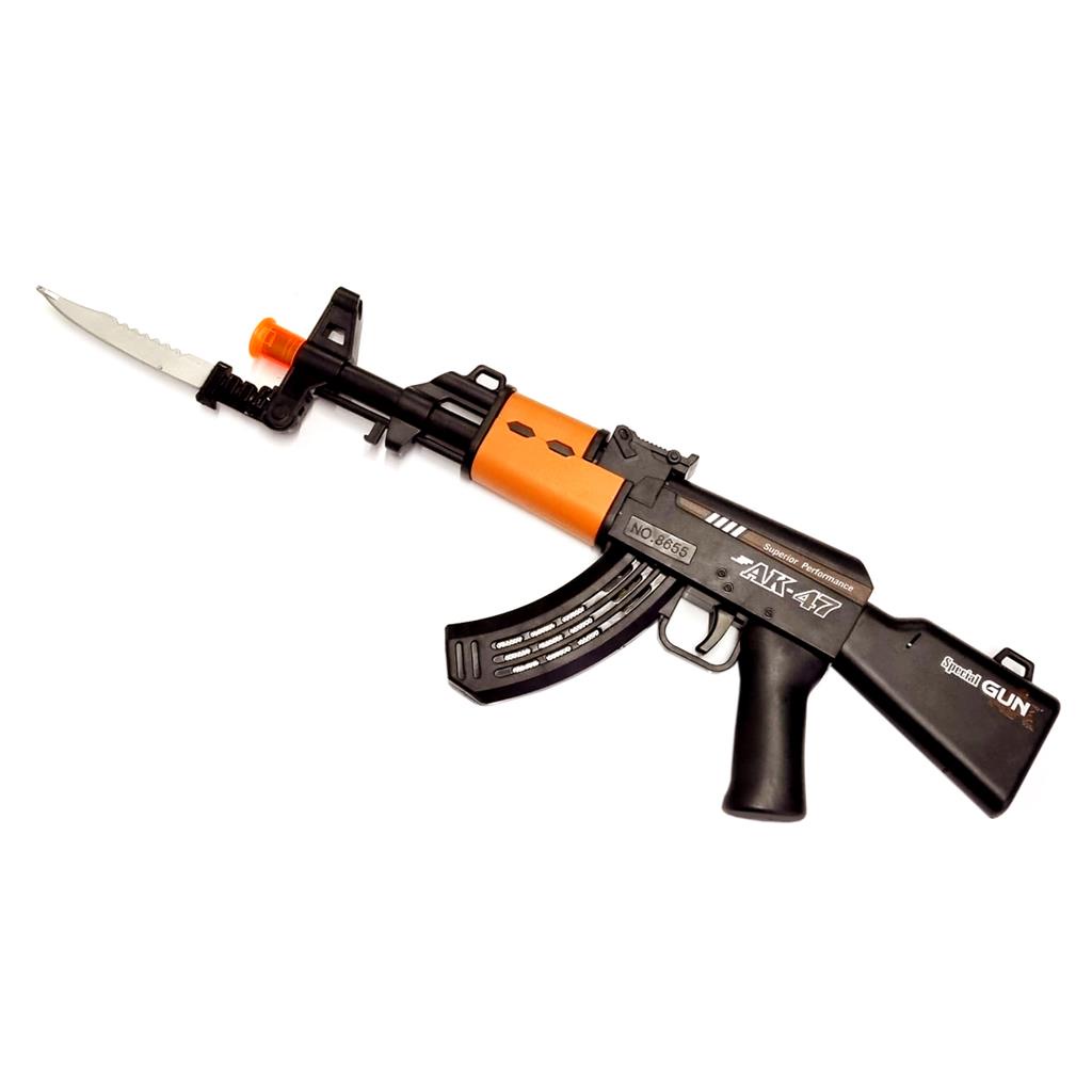 Brinquedo Metralhadora AK-47 Pressão Mola Atira Dardos 43CM - Escorrega o  Preço