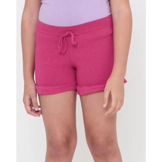 Short Infantil Malha Babados Glitter Rosa Pink