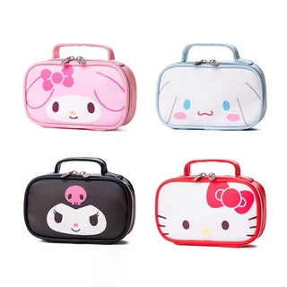 Bolsa De Maquiagem Hello Kitty Com Pente/Grampos De Cabelo Kuromi My Melody Cinnamoroll/Higiene Pessoal Zíper