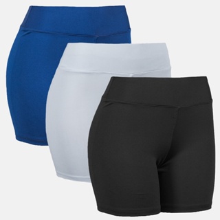 Kit 3 Short Curto Feminino Suplex Cintura Alta Fitness Treino