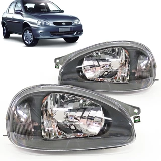 Farol Carçaca Cinza Moldura Cinza Corsa 2001 2002 2003 2004 2005 2006 2007 2008 2009 2010