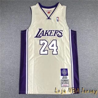 Hall da Fama Camisa De Basquete Masculina #24 Kobe Bryant Los Angeles Lakers white blusa de basquete