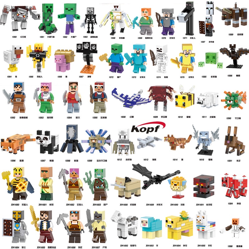 Minecraft Minifigures Figura De Blocos De Construção Assemble Brinquedos Para Meninos Ventiladores De