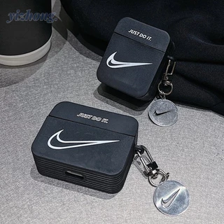 Caixa Para Airpods Pro 2 3 1 Unisex Fashion Black White Hook Print Couple Soft TPU Capa Fone De Ouvido À Prova De Choque Com Pingente De Prata Anti-Perda Bluetooth Wireless Earbuds Shell