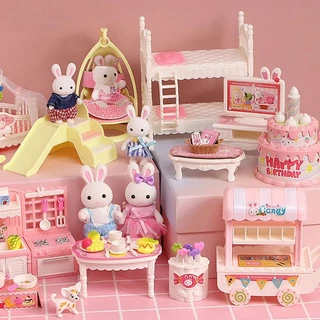 Mini Coelho Brincar Casa Móveis De Brinquedo Domésticos Conjunto De Dormitório Presente De Aniversário De Menina/Presentes De Natal