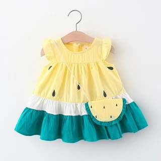 Roupas De Bebê Baby Clothes Girl Cute Watermelon Vestido De Verão Algodão Para Crianças