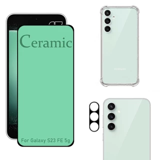 Kit Para Galaxy S23 FE 5g | Película Cerâmica 9D - Capa Anti Shock - Película da Câmera 3D