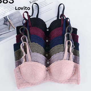 Lovito Sutiã Frontal Casual De Renda Lisa Para Mulheres LNA41090