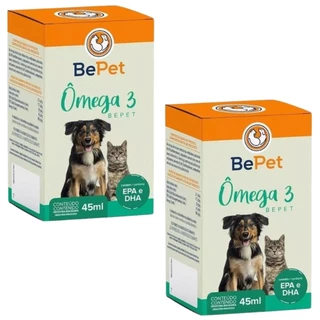 Suplemento Omega 3 Cão e gato Omega 3 Bepet 45ml Kit c/ 2 un
