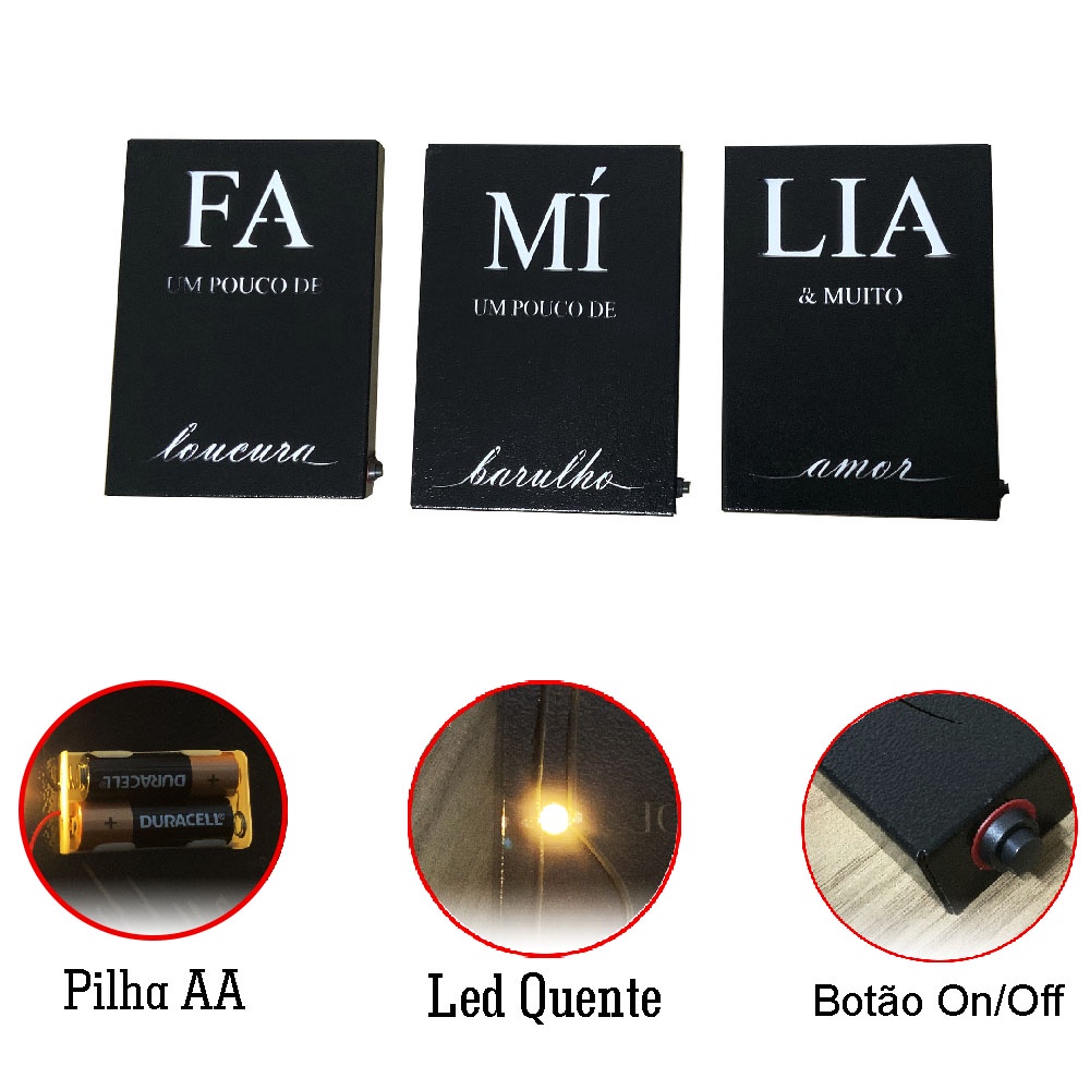 Trio Quadros Luminária De Parede Família Decoração Led