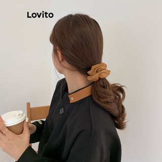 Lovito Laços De Cabelo Casuais Lisos Pu Vintage Versão Coreana Para Mulheres LFA11142