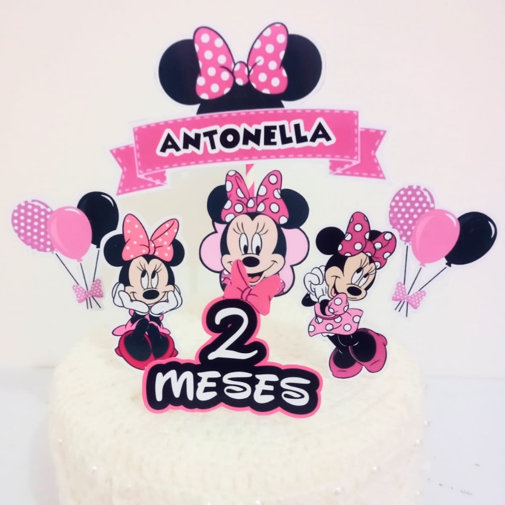 Topo Topper Decoração De Bolo Enfeite Minnie Rosa | Shopee Brasil