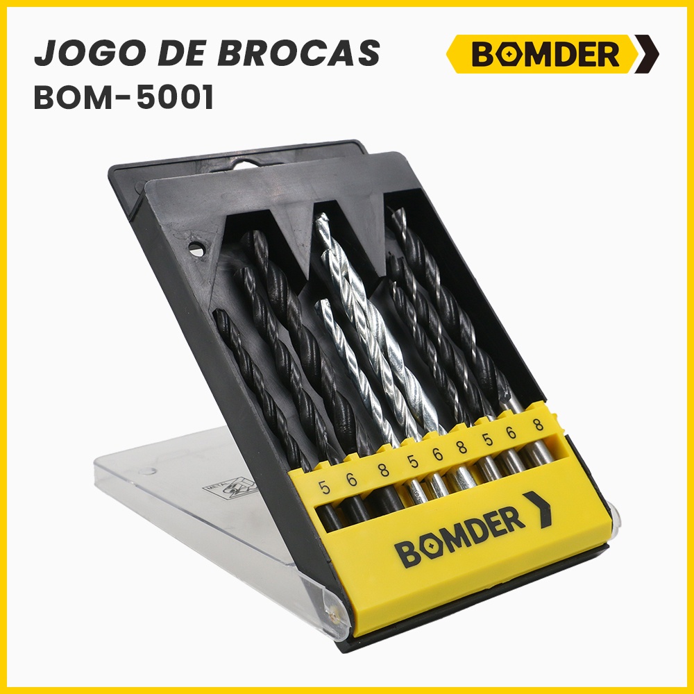 Jogo Brocas 5-8mm Kit 9 peças Aço Madeira Parede concreto