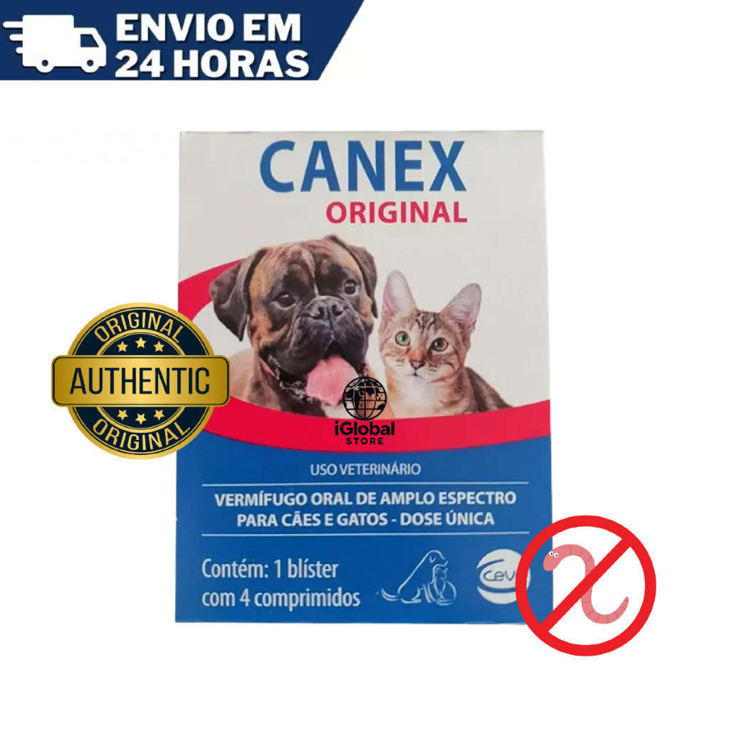 4 Doses Remedio Vermifugo para caes e gatos canex ORIGINAL - ENVIO ...