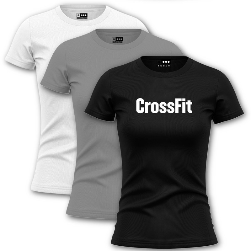 KIT 3 Camisetas Crossfit Dry Fit Baby Look Feminina Academia T-Shirt ...
