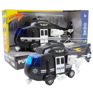 Helicóptero De Polícia Preto Com Luz E Som 1:16 - Shiny Toys