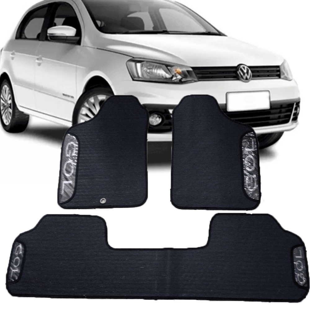 JOGO TAPETE EMBORRACHADO 3 PEÇAS VOLKSWAGEN GOL G8 GVIII TRASEIRO INTEIRIÇO 20 21 22