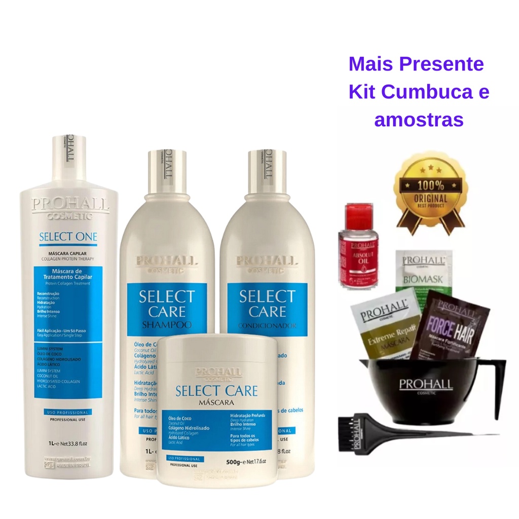 Kit Prohall Select One Select Care 1L Tratamento Pós Química | Shopee ...