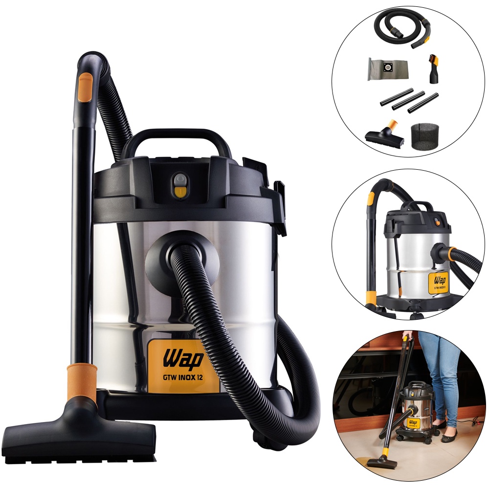 Aspirador de Po e Agua 12 Litros 1400w - Gtw Inox 12l Wap