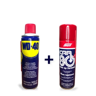 Kit WD-40 + Descarborizante Car 80 Limpa Carburadores / Desengripante Spray Antiferrugem