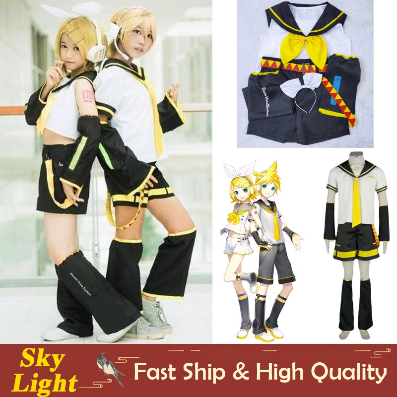 Hatsune Miku Vocaloid Kagamine Rin Len Cosplay Fato De Fantasia Para Mulher Homem Adulto Twins Halloween Terno