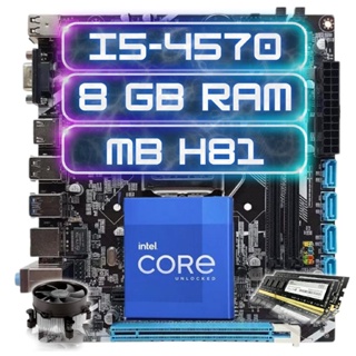 KIT Placa Mãe H81 1150 C/ Processador Intel I5 4590 3.3GHZ 8GB Ram