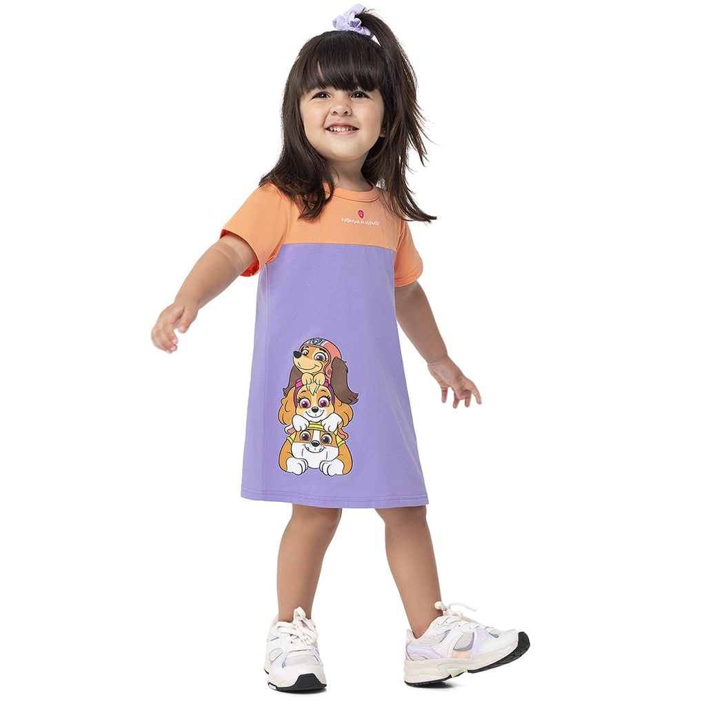 Vestido Skye Patrulha Canina Malwee Kids Bicolor Algod o Rosa Lil s Malwee Kids Tam 1 ao 8 Infantil
